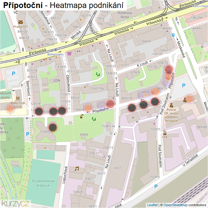 Mapa Přípotoční - Firmy v ulici.