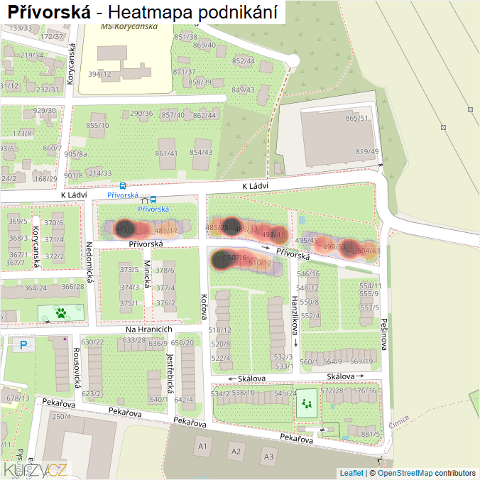 Mapa Přívorská - Firmy v ulici.