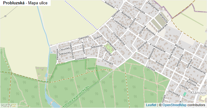 Probluzská - mapa ulice