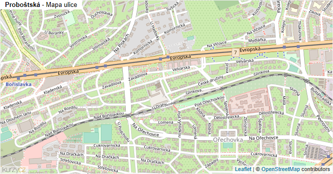 Proboštská - mapa ulice