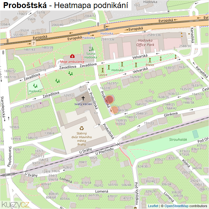 Mapa Proboštská - Firmy v ulici.
