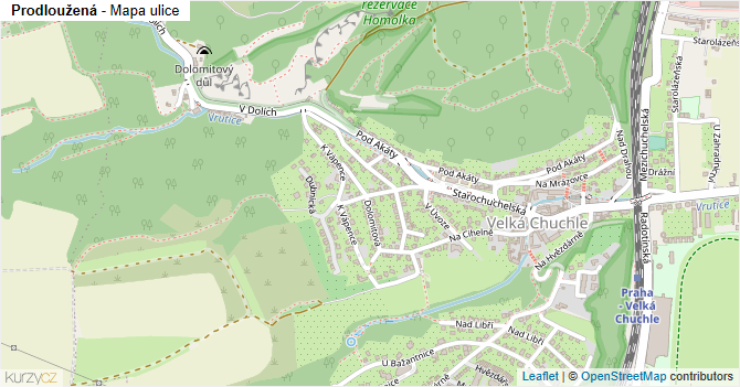 Prodloužená - mapa ulice