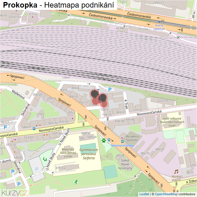 Mapa Prokopka - Firmy v ulici.