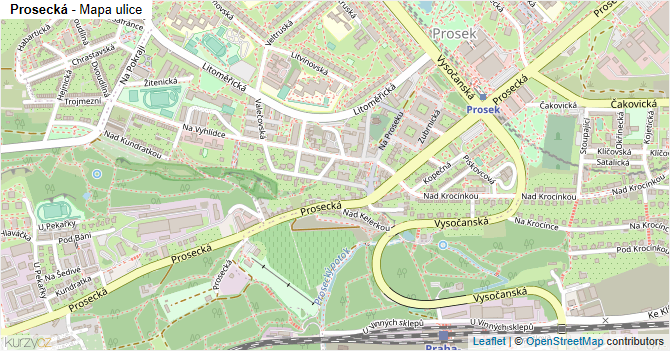 Prosecká - mapa ulice
