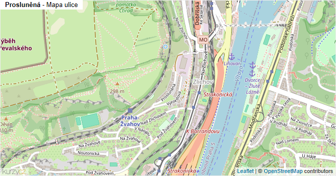 Prosluněná - mapa ulice