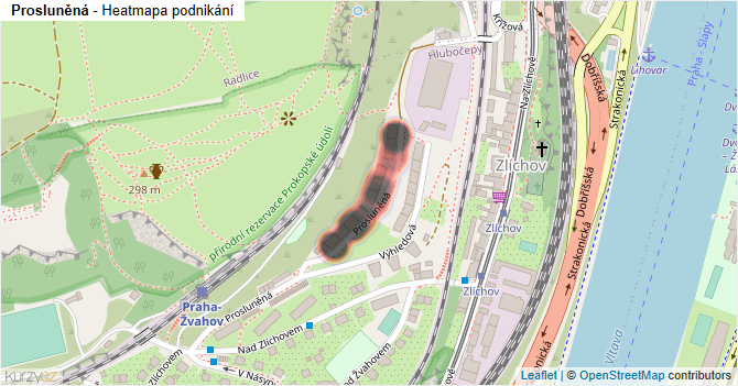 Prosluněná - mapa podnikání
