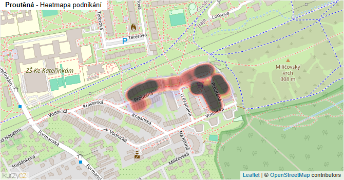Proutěná - mapa podnikání
