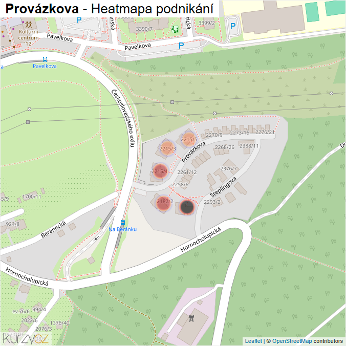 Mapa Provázkova - Firmy v ulici.