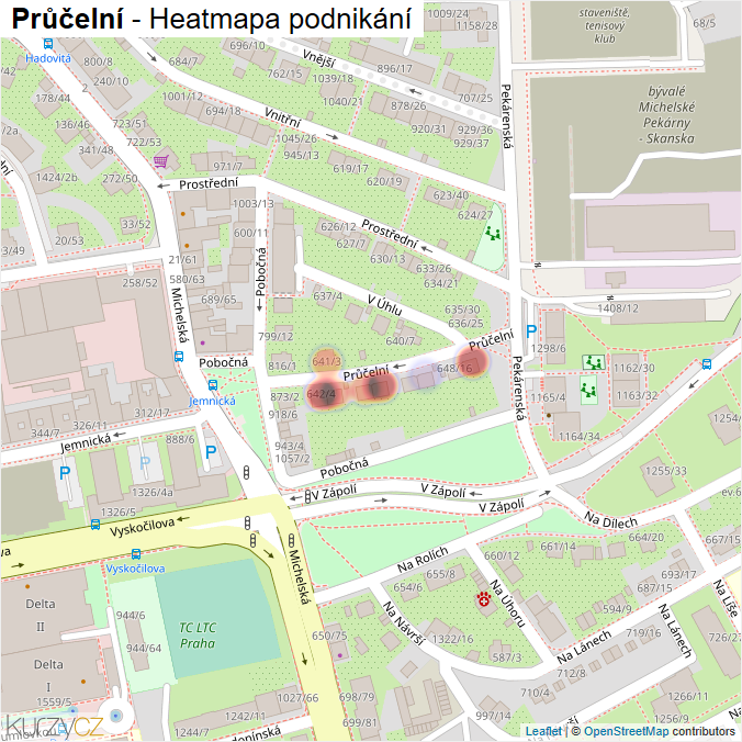 Mapa Průčelní - Firmy v ulici.