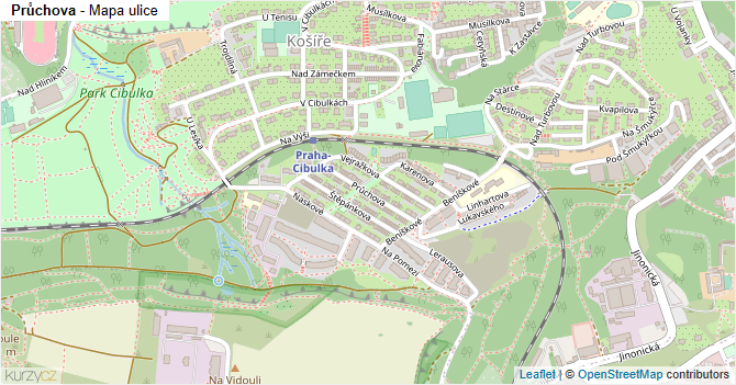 Průchova - mapa ulice