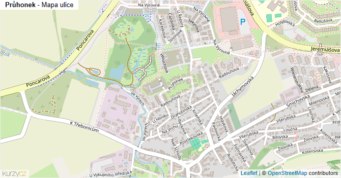 Průhonek - mapa ulice