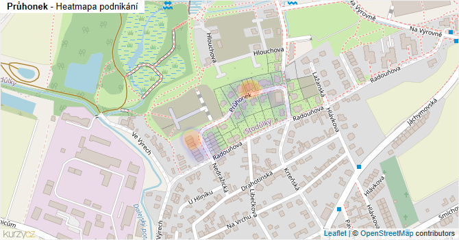 Průhonek - mapa podnikání