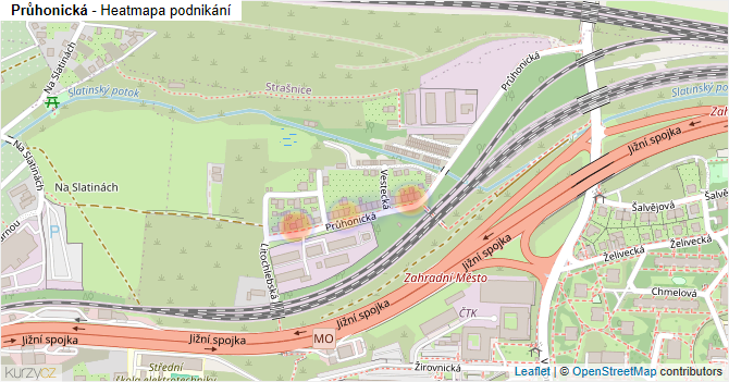 Průhonická - mapa podnikání