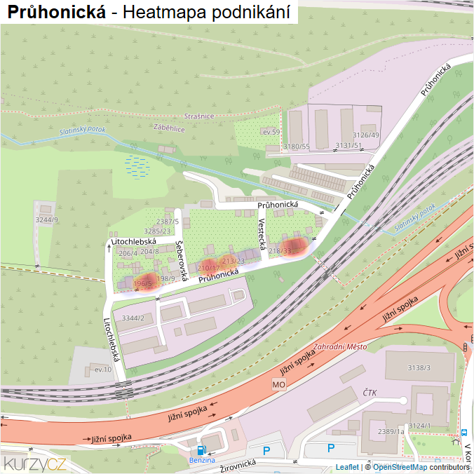 Mapa Průhonická - Firmy v ulici.