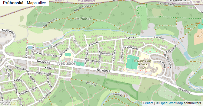 Průhonská - mapa ulice