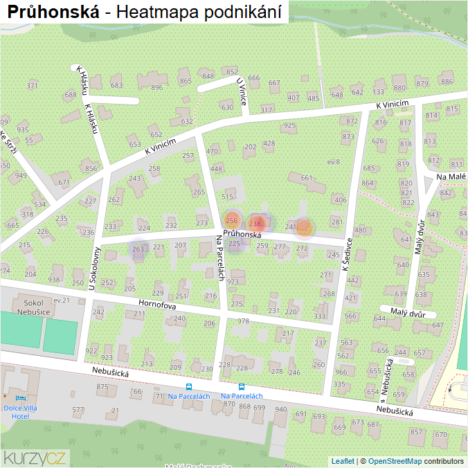 Mapa Průhonská - Firmy v ulici.