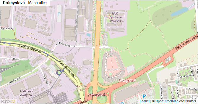 Průmyslová - mapa ulice