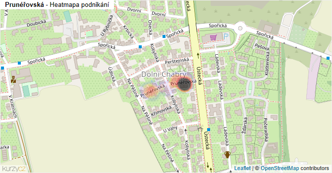 Prunéřovská - mapa podnikání