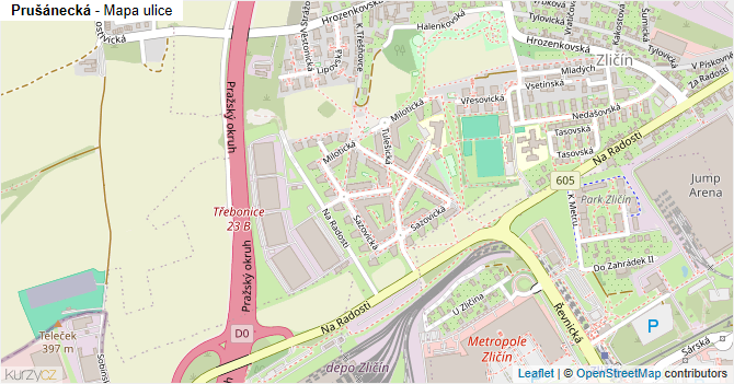 Prušánecká - mapa ulice