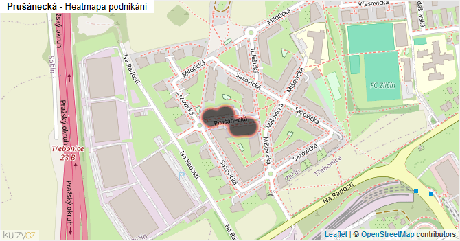 Prušánecká - mapa podnikání