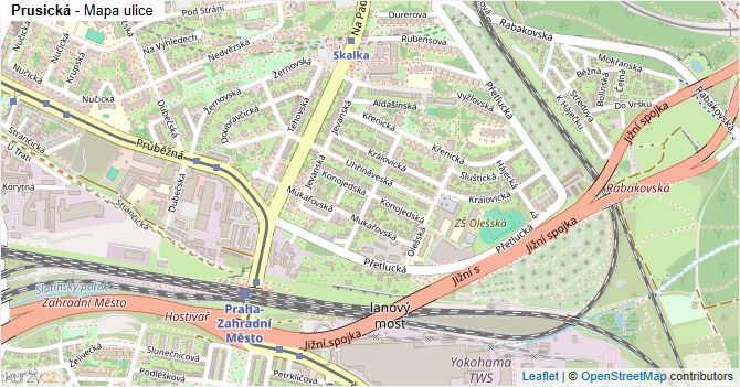 Prusická - mapa ulice