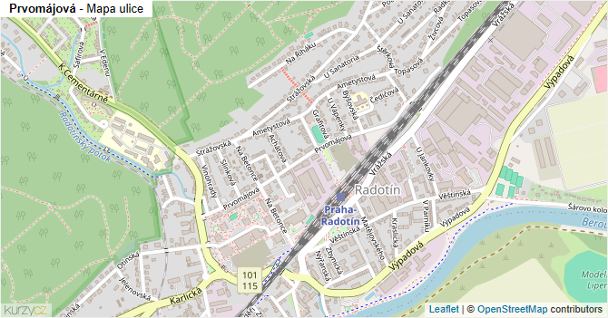 Prvomájová - mapa ulice