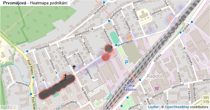 Prvomájová - mapa podnikání