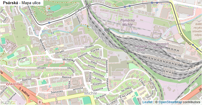Psárská - mapa ulice