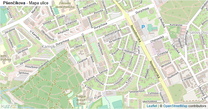 Pšenčíkova - mapa ulice