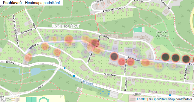 Psohlavců - mapa podnikání