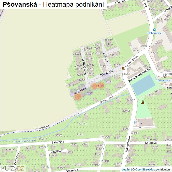 Mapa Pšovanská - Firmy v ulici.