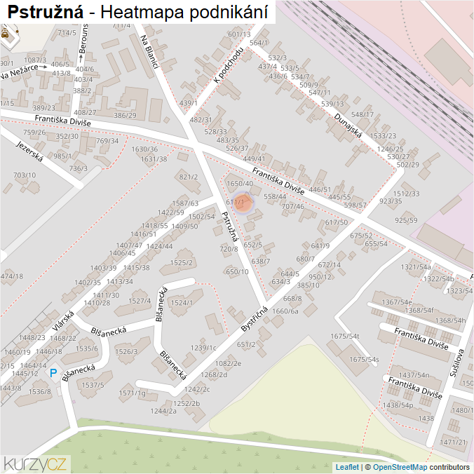 Mapa Pstružná - Firmy v ulici.