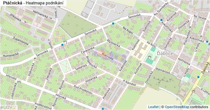 Ptáčnická - mapa podnikání