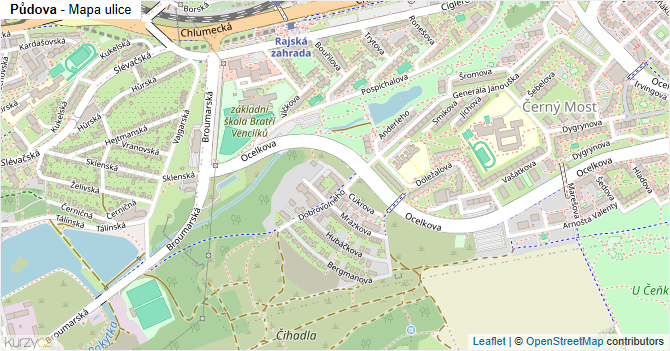 Půdova - mapa ulice