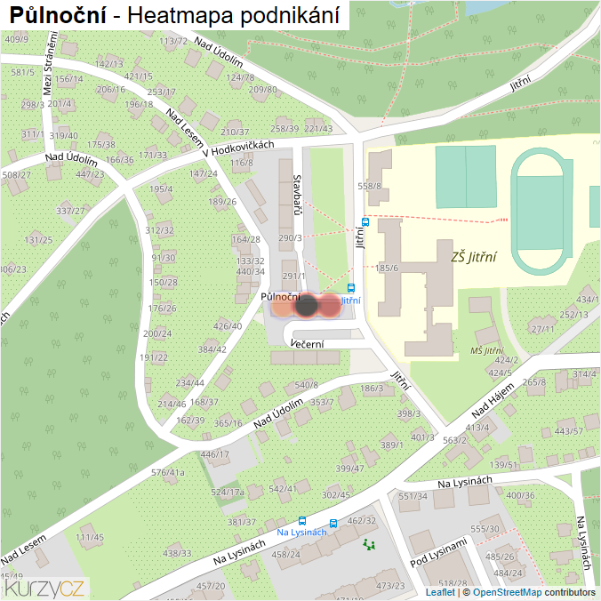 Mapa Půlnoční - Firmy v ulici.