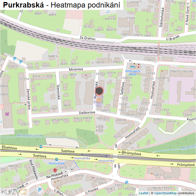 Mapa Purkrabská - Firmy v ulici.