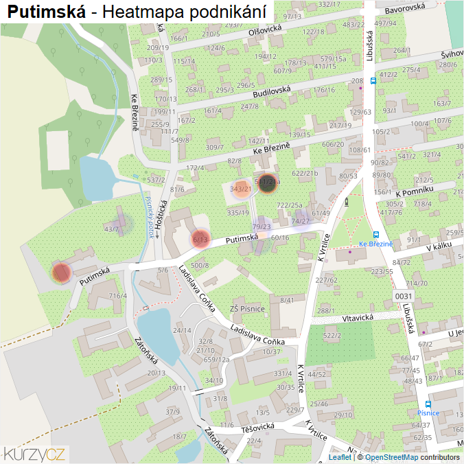 Mapa Putimská - Firmy v ulici.