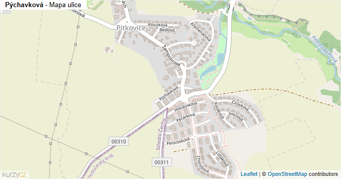Pýchavková - mapa ulice