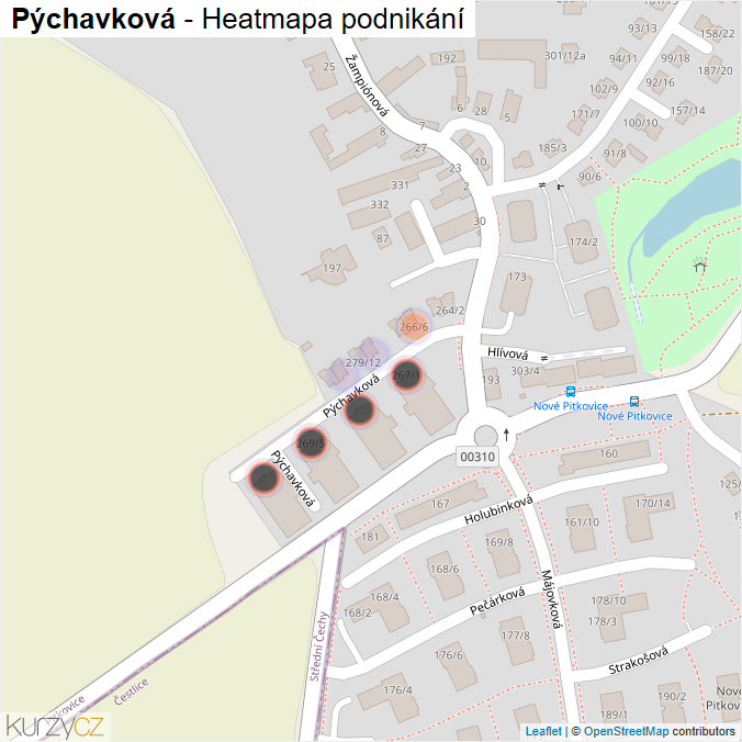 Mapa Pýchavková - Firmy v ulici.