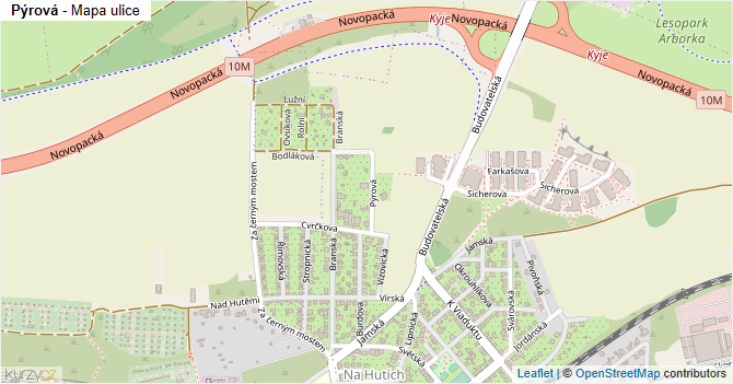 Pýrová - mapa ulice