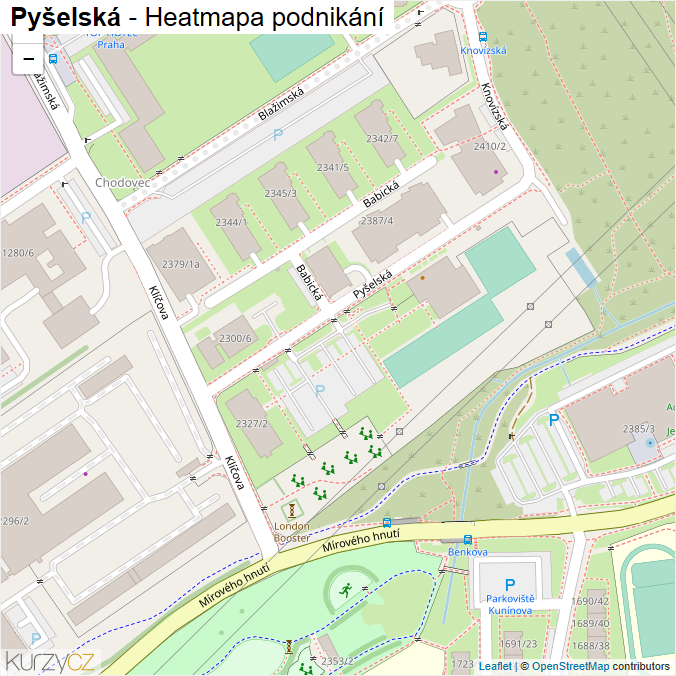 Mapa Pyšelská - Firmy v ulici.