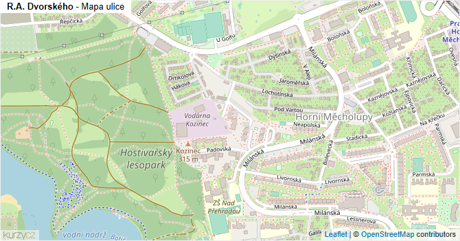 R.A. Dvorského - mapa ulice