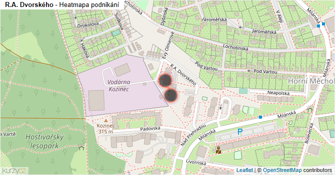 R.A. Dvorského - mapa podnikání