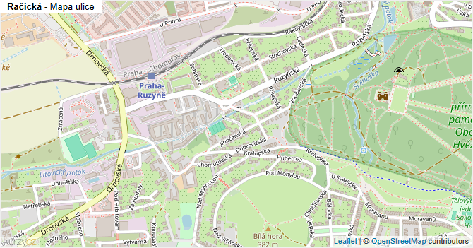 Račická - mapa ulice