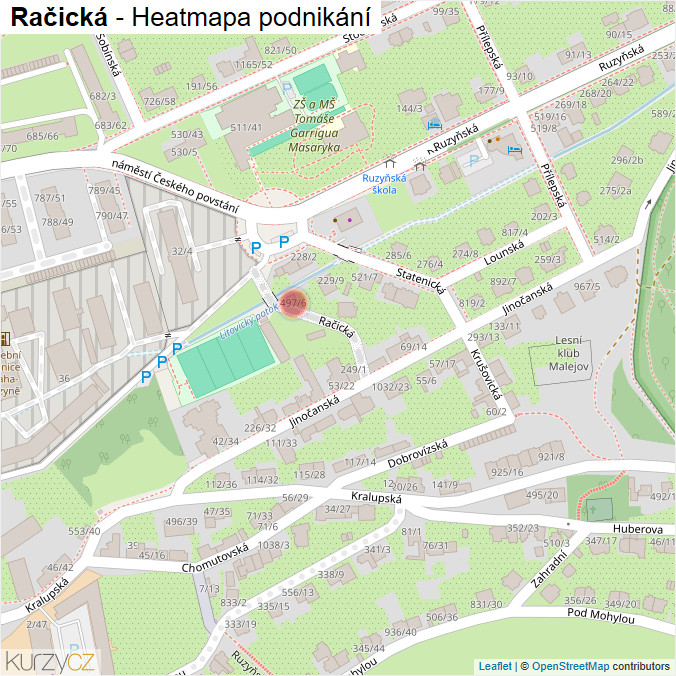 Mapa Račická - Firmy v ulici.