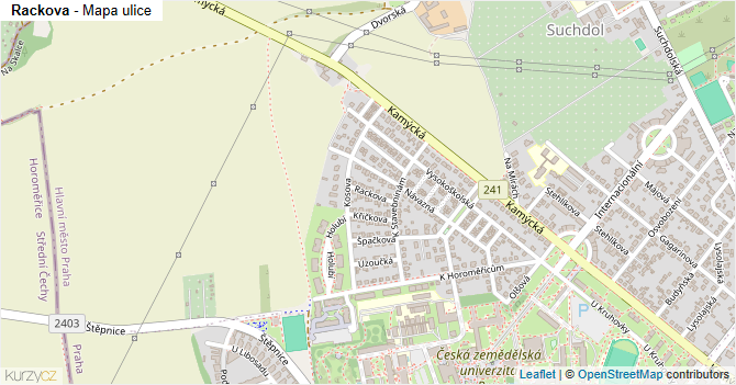 Rackova - mapa ulice