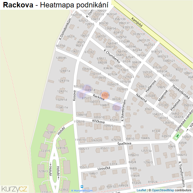 Mapa Rackova - Firmy v ulici.