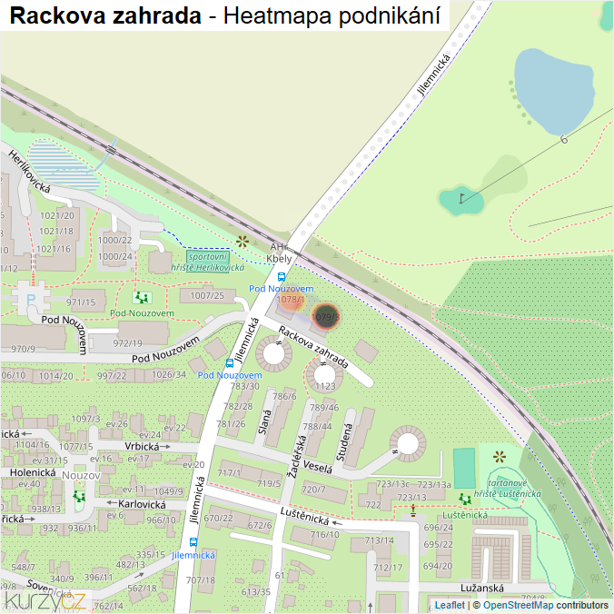Mapa Rackova zahrada - Firmy v ulici.
