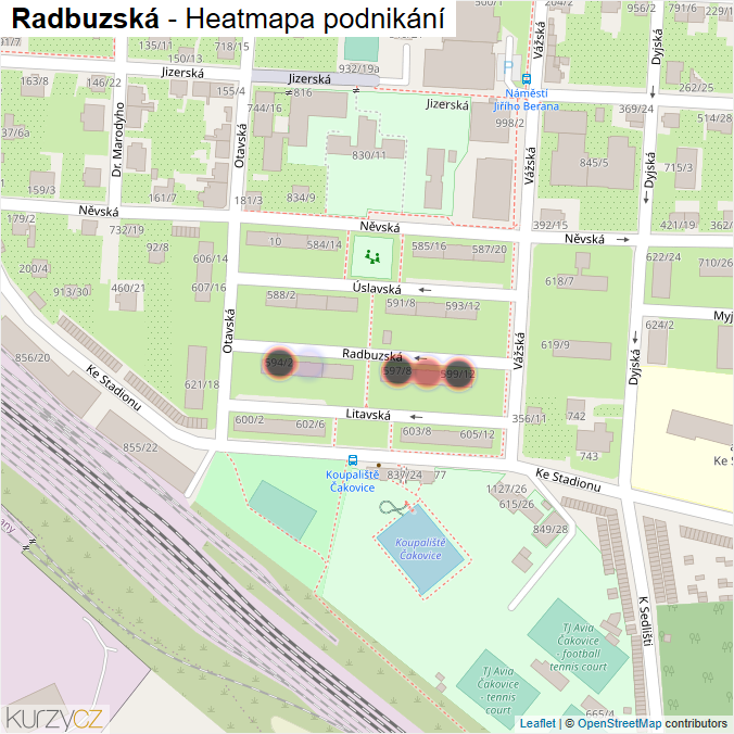 Mapa Radbuzská - Firmy v ulici.