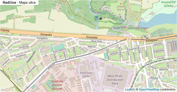 Radčina - mapa ulice
